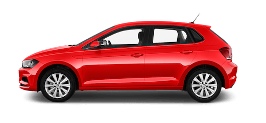VW Polo Seitenansicht in Rot