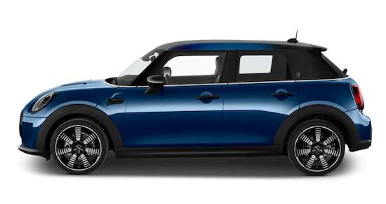 mini cooper seitenansicht in blau