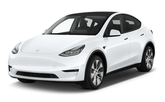 tesla model y frontansicht in weiss